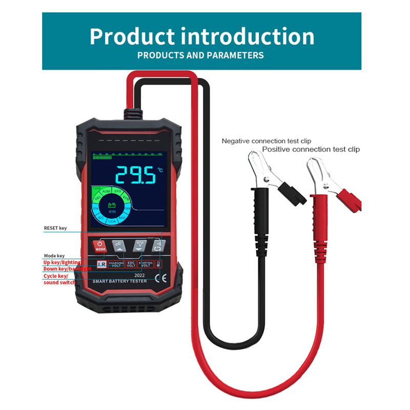 Analizor de baterie auto 12V 24V Tester de baterie CCA pentru mașină Măsurarea temperaturii Ecran colorat mai mare Instrumente de reparație auto Camion
