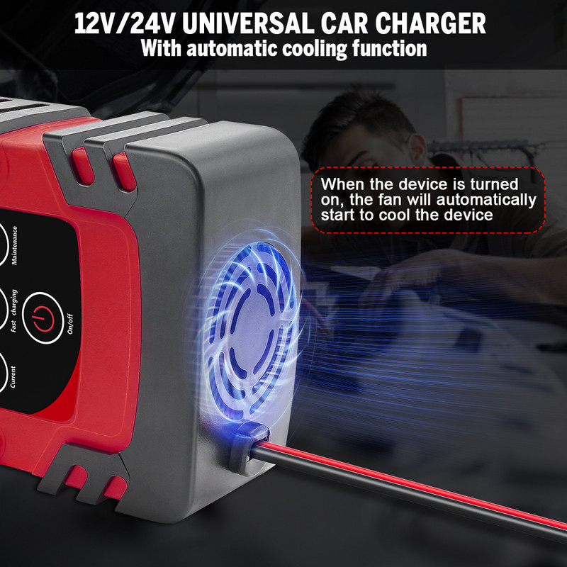 12V/24V Puls Reparare 4A/6A/8A Încărcător de baterie auto cu plumb-acid litiu LCD Display tester pentru baterie Încărcare rapidă pentru mașină/motocicletă