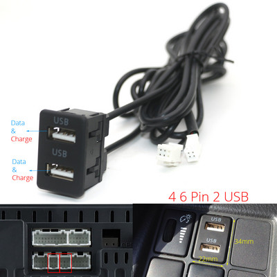 Autós műszerfal süllyeszthető 4 6 tűs dupla USB C típusú port panel AUX hosszabbító kábel adapter az utángyártott Android multimédiás fejegységhez