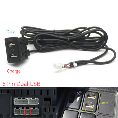 Autós műszerfal süllyeszthető 4 6 tűs dupla USB C típusú port panel AUX hosszabbító kábel adapter az utángyártott Android multimédiás fejegységhez
