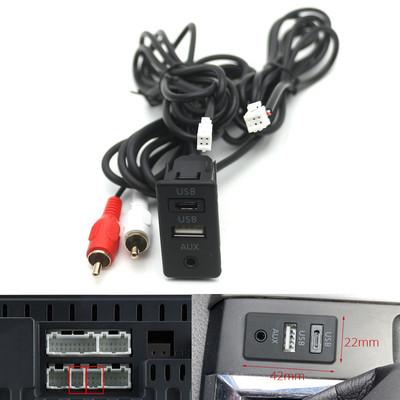 Autós műszerfal süllyeszthető 4 6 tűs dupla USB C típusú port panel AUX hosszabbító kábel adapter az utángyártott Android multimédiás fejegységhez