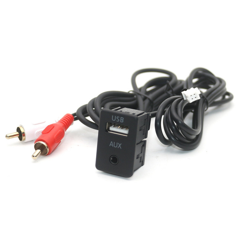 Auto armatuurlaua süvistatav 4 6 kontaktiga kahe USB-tüüpi C-pordi paneeli AUX pikenduskaabli adapter järelturu Androidi multimeediumipeaseadme jaoks