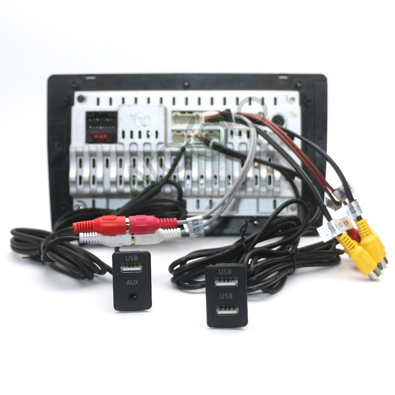 Auto armatuurlaua süvistatav 4 6 kontaktiga kahe USB-tüüpi C-pordi paneeli AUX pikenduskaabli adapter järelturu Androidi multimeediumipeaseadme jaoks