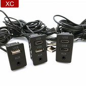 Autopikendus DIY armatuur, süvistatav 3,5 mm AUX C-tüüpi USB-pordi lülitipaneeli kaabli adapter Volkswagen Toyota Mitsubishi jaoks