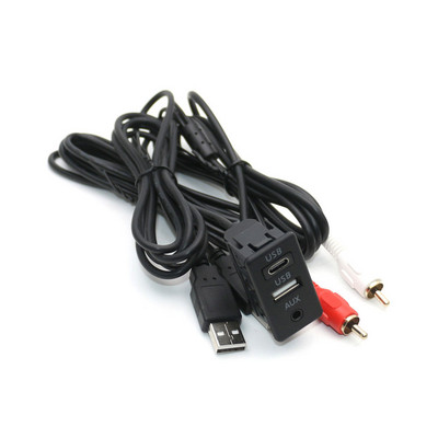 Autopikendus DIY armatuur, süvistatav 3,5 mm AUX C-tüüpi USB-pordi lülitipaneeli kaabli adapter Volkswagen Toyota Mitsubishi jaoks