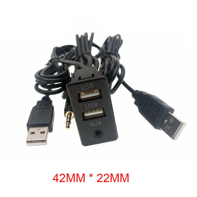 Autopikendus DIY armatuur, süvistatav 3,5 mm AUX C-tüüpi USB-pordi lülitipaneeli kaabli adapter Volkswagen Toyota Mitsubishi jaoks