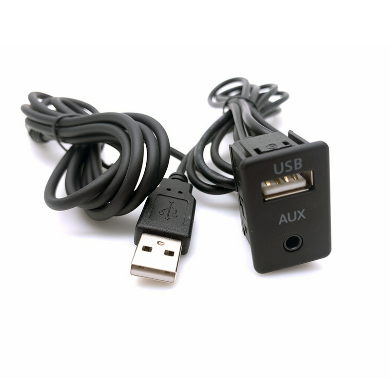 Autopikendus DIY armatuur, süvistatav 3,5 mm AUX C-tüüpi USB-pordi lülitipaneeli kaabli adapter Volkswagen Toyota Mitsubishi jaoks