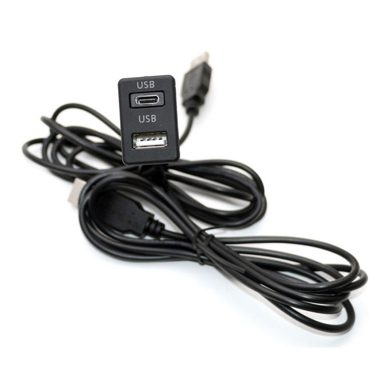 Autopikendus DIY armatuur, süvistatav 3,5 mm AUX C-tüüpi USB-pordi lülitipaneeli kaabli adapter Volkswagen Toyota Mitsubishi jaoks