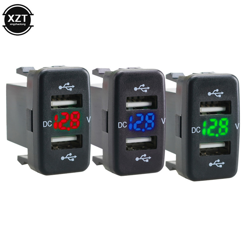 12V-24V automobilinio įkroviklio lizdas 4,2A dvigubi USB prievadai su įtampos ekranu maitinimo lizdo įkroviklis skirtas Toyota auto priedams su linija