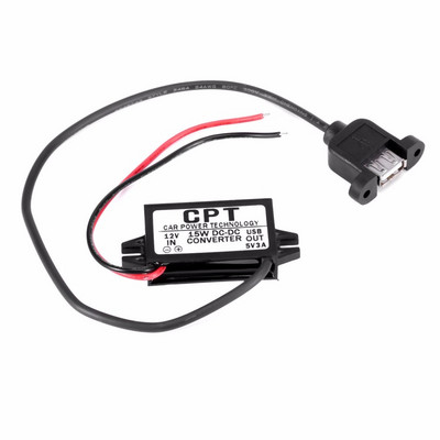 Încărcător pentru tehnologie de alimentare pentru mașină, modul convertizor CC, un singur port 12V la 5V 3A 15W cu cablu micro USB Durabil