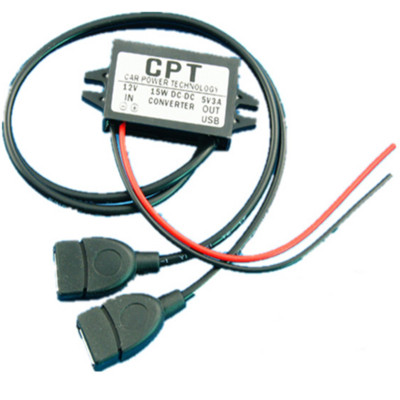 Încărcător pentru tehnologie de alimentare pentru mașină, modul convertizor CC, un singur port 12V la 5V 3A 15W cu cablu micro USB Durabil
