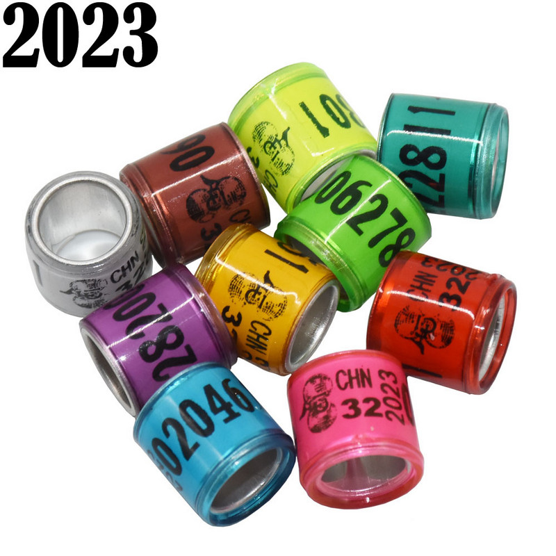 100 buc 2023 inel pentru picior de porumbel multicolor cu cercei cu cuvinte, inel de pasăre durabil de calitate, inel pentru picior de porumbel de curse, instrumente pentru păsări