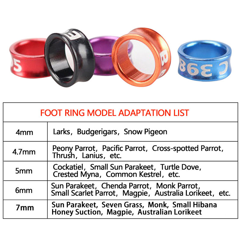 10 bucăți instrument de antrenament de zbor inel pentru picior cu numerotate păsări papagali inel pentru picior etichetă de identificare pentru competiție din aluminiu în aer liber