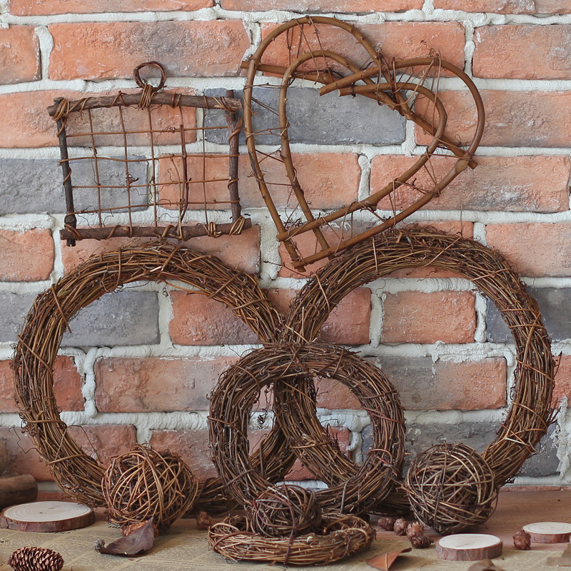 10/12/15/20/25/30cm Inel rotund din ratan natural Ghirlandă de Crăciun Ornament de agățat Coroană florală DIY Decorare de nuntă Decor acasă