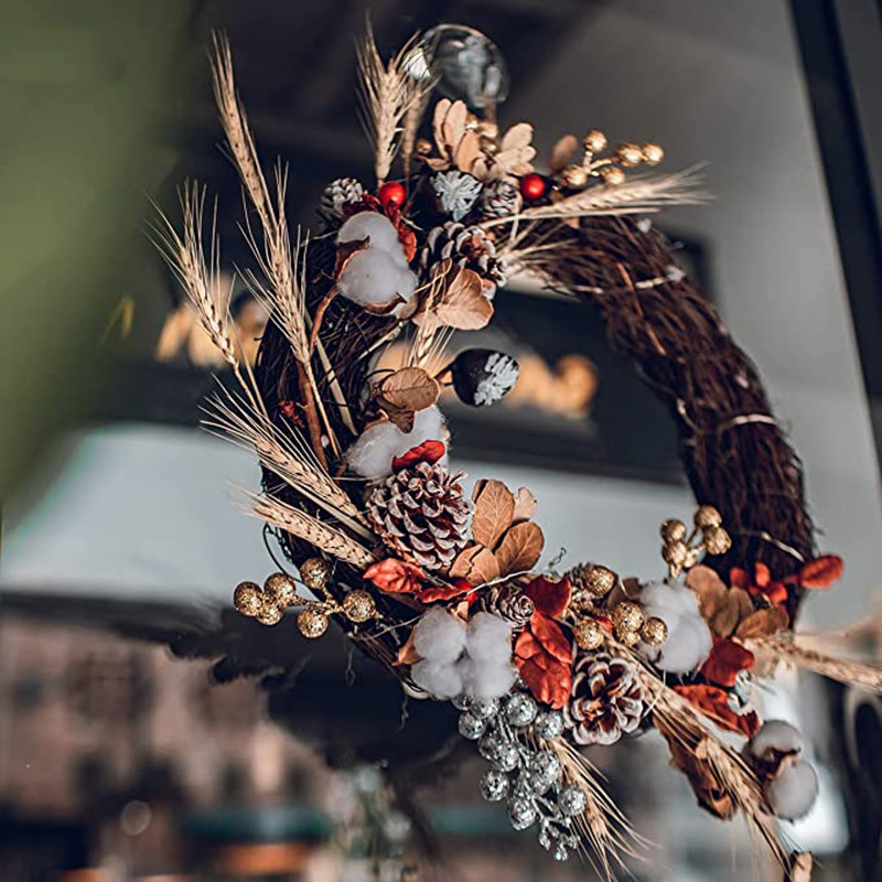 10/12/15/20/25/30cm Inel rotund din ratan natural Ghirlandă de Crăciun Ornament de agățat Coroană florală DIY Decorare de nuntă Decor acasă