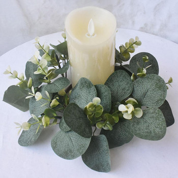 Изкуствени венци от свещи от евкалипт Пръстен от свещи от евкалипт Венец от изкуствена зеленина за декор на сватбена маса във ферма