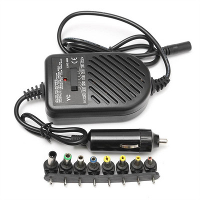Univerzális 80W DC autós töltő laptop notebook adapter állítható LED automatikus tápegység készlet + 8 levehető csatlakozós számítógép töltő