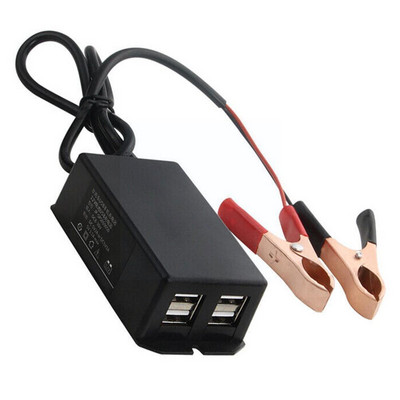 4 USB порта Зарядно устройство с щипка за батерия 12V 24V Автомобилен DC захранващ адаптер Интерфейс Зарядно устройство за телефон X9W3