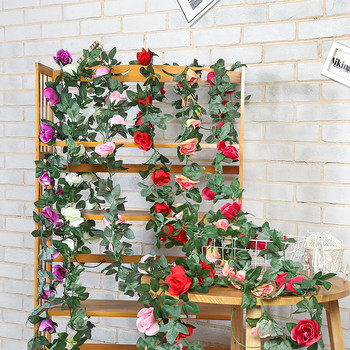 250CM Гирлянда от изкуствени цветя от роза за Коледа Сватбена стая Декорация на дома Пролет Есен Градина Арка Направи си сам фалшива растителна лоза