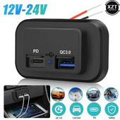 QC3.0 PD kettős autós töltő USB portos töltő lakóautóhoz, gyorstöltő aljzat adapter tápcsatlakozó aljzat töltő