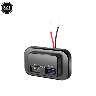 QC3.0 PD kettős autós töltő USB portos töltő lakóautóhoz, gyorstöltő aljzat adapter tápcsatlakozó aljzat töltő