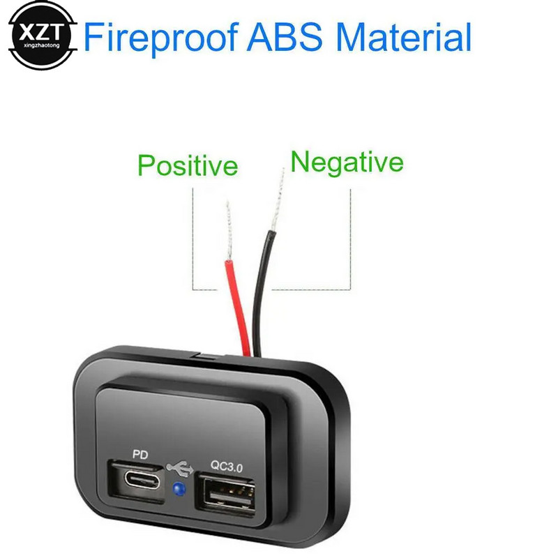 QC3.0 PD Încărcător dublu pentru mașină Încărcător cu port USB pentru încărcător rapid RV Adaptor priză Priză Încărcător