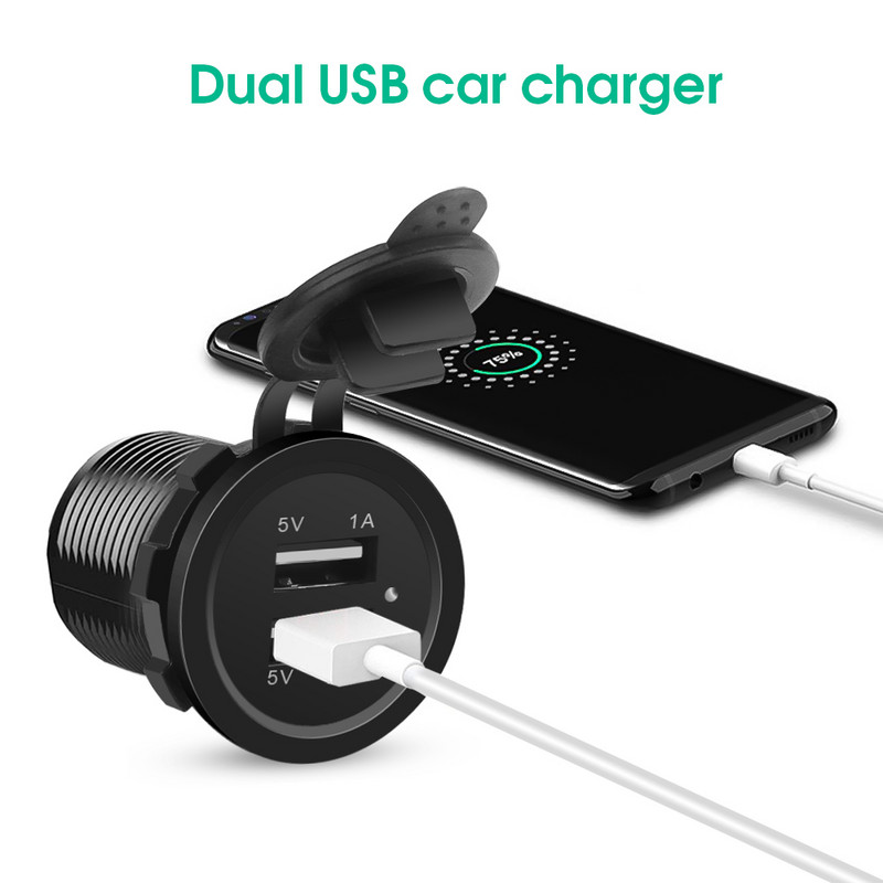 KEBID 12V Dual Port USB Încărcător de mașină Priză Priză Brichetă pentru Barcă Auto Impermeabil Adaptor de încărcare pentru telefon mobil