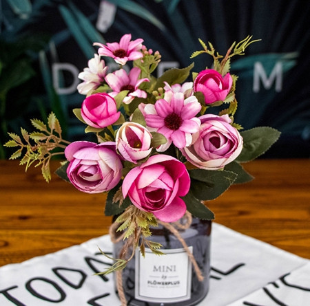 Ghirlanda metalică DIY ratan ușă agățată coroană roz violet flori artificiale nuntă decorare petrecere de naștere consumabile lucrate manual