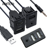 Univerzális autós műszerfal süllyesztett USB C típusú port Panel Auto Boat 3,5 mm AUX interfész hosszabbító 100 cm kábeladapter Toyota VW-hez