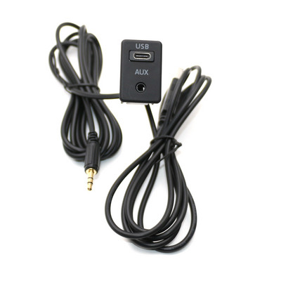 Univerzális autós műszerfal süllyesztett USB C típusú port Panel Auto Boat 3,5 mm AUX interfész hosszabbító 100 cm kábeladapter Toyota VW-hez
