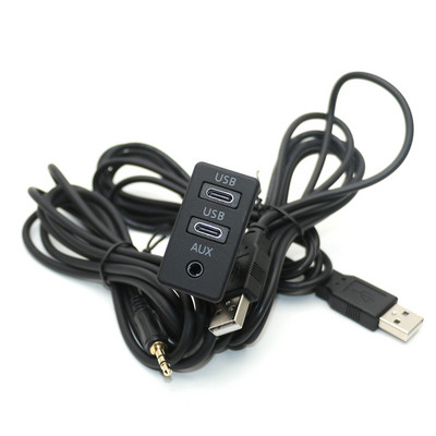 Univerzális autós műszerfal süllyesztett USB C típusú port Panel Auto Boat 3,5 mm AUX interfész hosszabbító 100 cm kábeladapter Toyota VW-hez