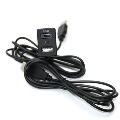 Univerzális autós műszerfal süllyesztett USB C típusú port Panel Auto Boat 3,5 mm AUX interfész hosszabbító 100 cm kábeladapter Toyota VW-hez