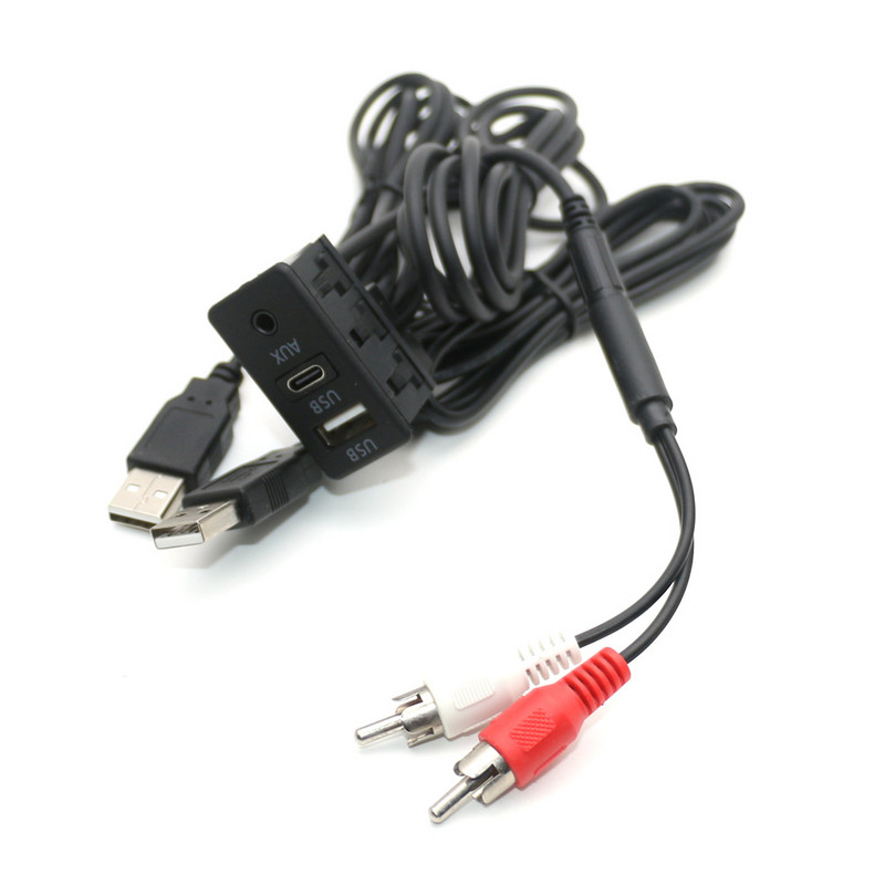 Univerzalni ugradbeni nosač za ploču za automobilsku ploču s utičnicom tipa C, auto brod, 3,5 mm AUX sučelje, produžni kabelski adapter od 100 cm za Toyotu VW