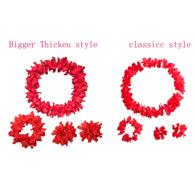 Ghirlandă de flori din pânză din Hawaii Colier inel Brățară pentru Festivalul de Anul Nou de Crăciun Articole pentru decorațiuni pentru petreceri de nuntă 4 buc.