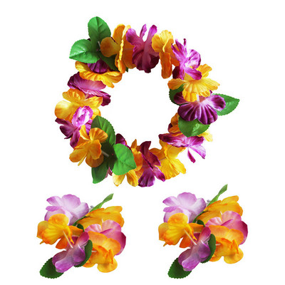 3 бр./компл. удебелени хавайски леи за парти Hula Dance Luau, огърлица с цветя леи за парти консумативи за тържества и декор