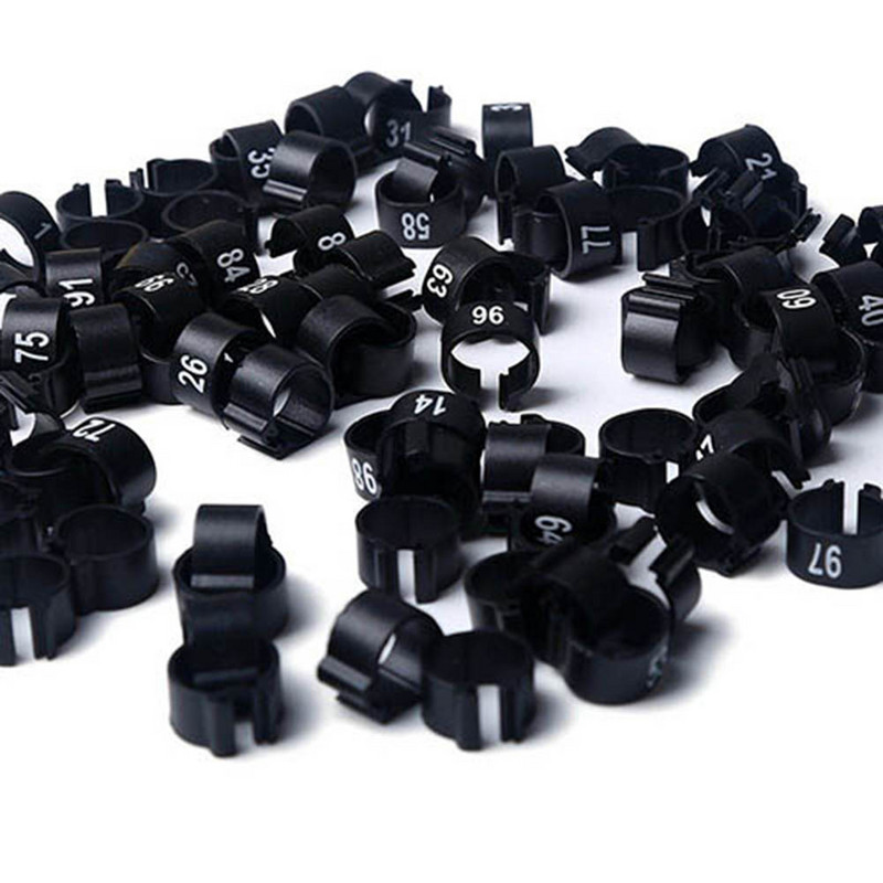 Inel pentru picioare de pasăre 100 buc. Păsări de curte pui papagali din plastic 1-100 benzi numerotate pentru picioare de porumbel Inele