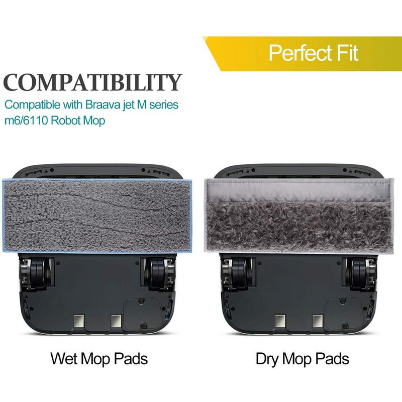 Potrivit pentru Braava Jet M6 Tampă de mop umed lavabilă și reutilizabilă compatibilă cu șervețele pentru măturător șervețele umede