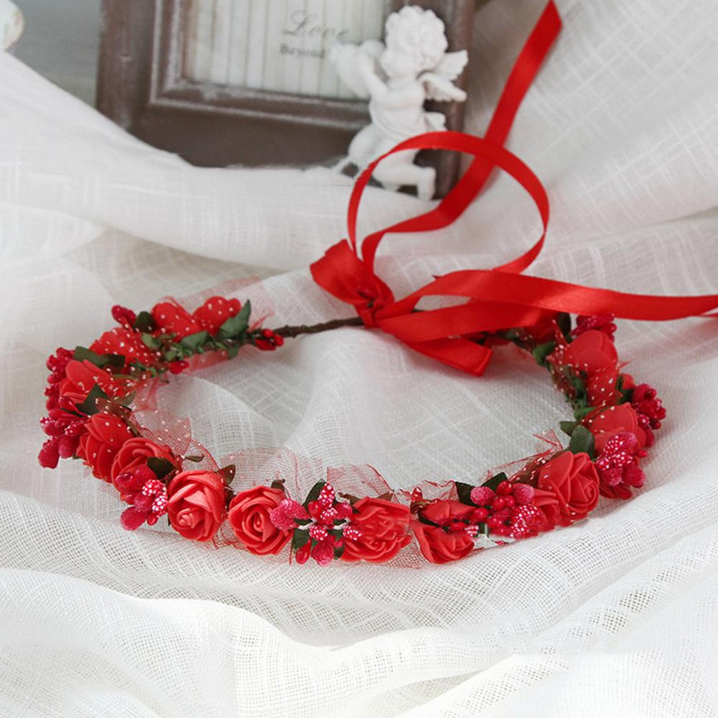 Fete Coroană Florală Ghirlandă Flore Bandă pentru cap de modă cu panglică reglabilă pentru recuzită pentru fotografie