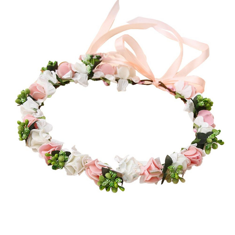 Fete Coroană Florală Ghirlandă Flore Bandă pentru cap de modă cu panglică reglabilă pentru recuzită pentru fotografie