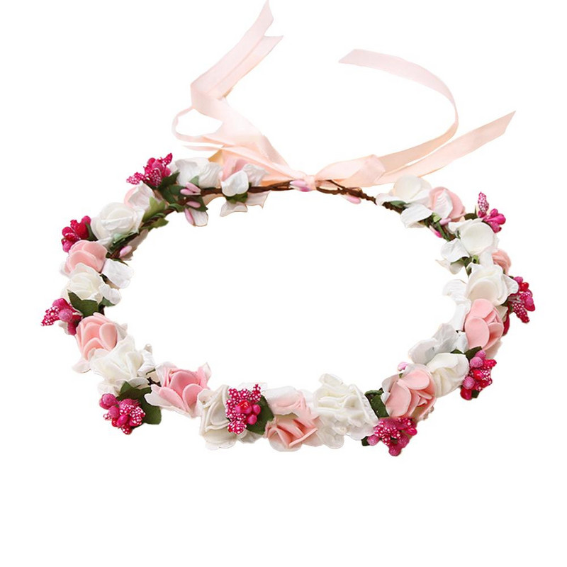 Fete Coroană Florală Ghirlandă Flore Bandă pentru cap de modă cu panglică reglabilă pentru recuzită pentru fotografie