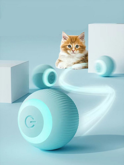 Играчки с електрическа котешка топка Автоматично търкалящи се умни играчки за котки за обучение на котки Самодвижещи се играчки за котенца за интерактивна игра на закрито