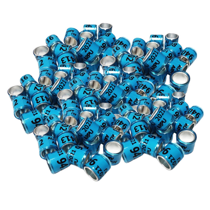 100 bucăți 2021 benzi de aluminiu pentru picioare de porumbei de curse 8 mm multicolor