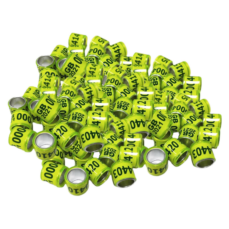 100 bucăți 2021 benzi de aluminiu pentru picioare de porumbei de curse 8 mm multicolor