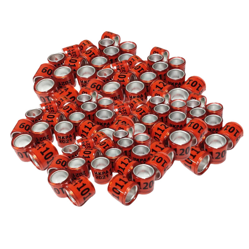 100 bucăți 2021 benzi de aluminiu pentru picioare de porumbei de curse 8 mm multicolor