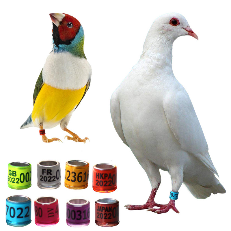 Inel de picior de porumbei de aluminiu pentru păsări papagali inel de picior cu instrument de antrenament de zbor în aer liber numerotat etichetă de identificare pentru competiție