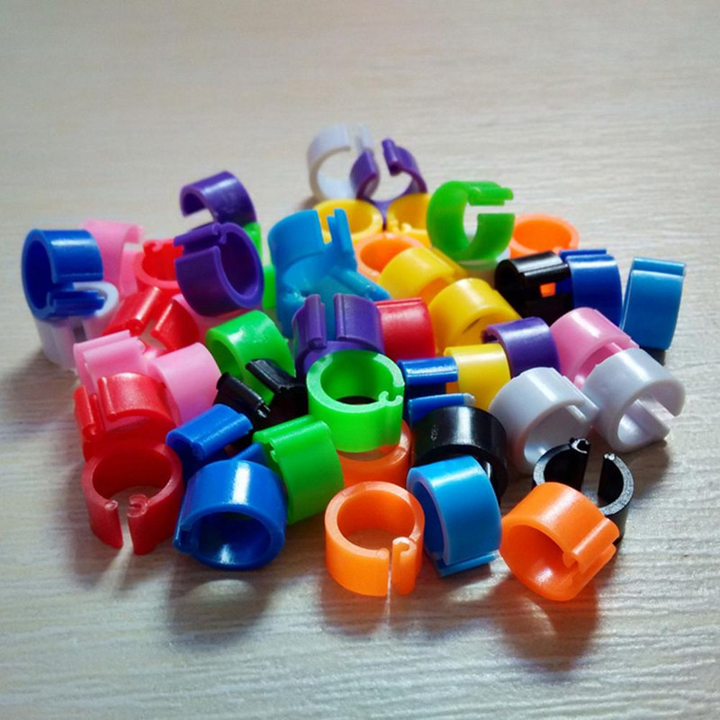 100 bucăți de 8 mm agrafe pentru picioare de porumbei benzi pentru picioare de porumbei păsări de curte papagal porumbei inele de cleme de plastic mix de culori inel pentru picioare mici pentru animale de companie