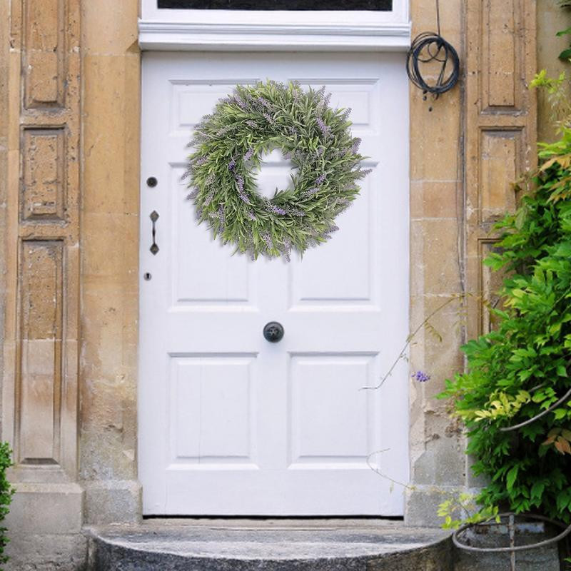 Coroană de lavandă pentru ușa din față artificială pentru toate anotimpurile Coroană florală de interior și exterior pentru petrecerea de nuntă Decor de perete de acasă