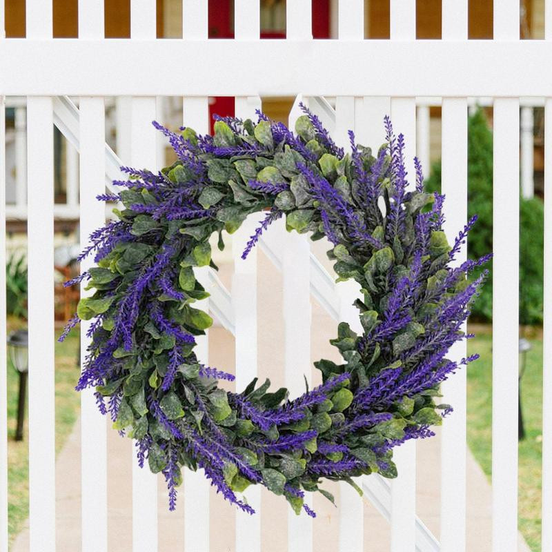 Coroană de lavandă pentru ușa din față artificială pentru toate anotimpurile Coroană florală de interior și exterior pentru petrecerea de nuntă Decor de perete de acasă