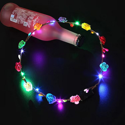 5 DB LED Virág Korona Led Virág Koszorús Fejpánt Világító Led Virágos Fejdísz lányoknak Női Esküvői Ünnepek Karácsonyi Party