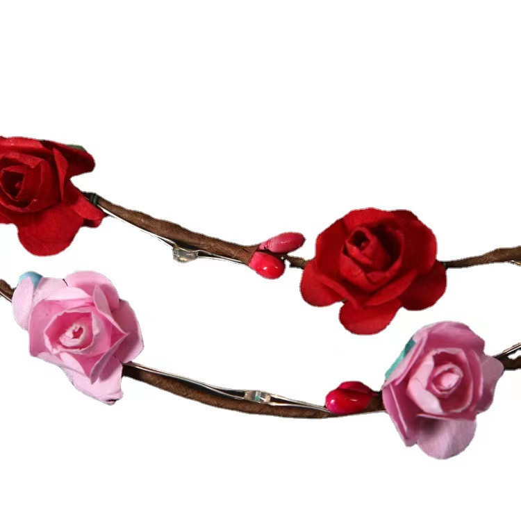 5 bucăți coroană de flori cu LED-uri bentită de coroană de flori cu LED luminoasă pentru cap pentru fete, femei, nuntă, vacanță, petrecere de Crăciun